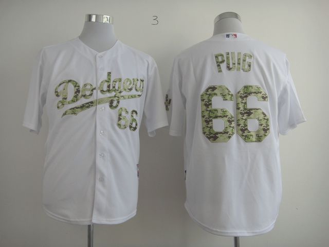 Men Los Angeles Dodgers 66 Puig White Camo MLB Jerseys